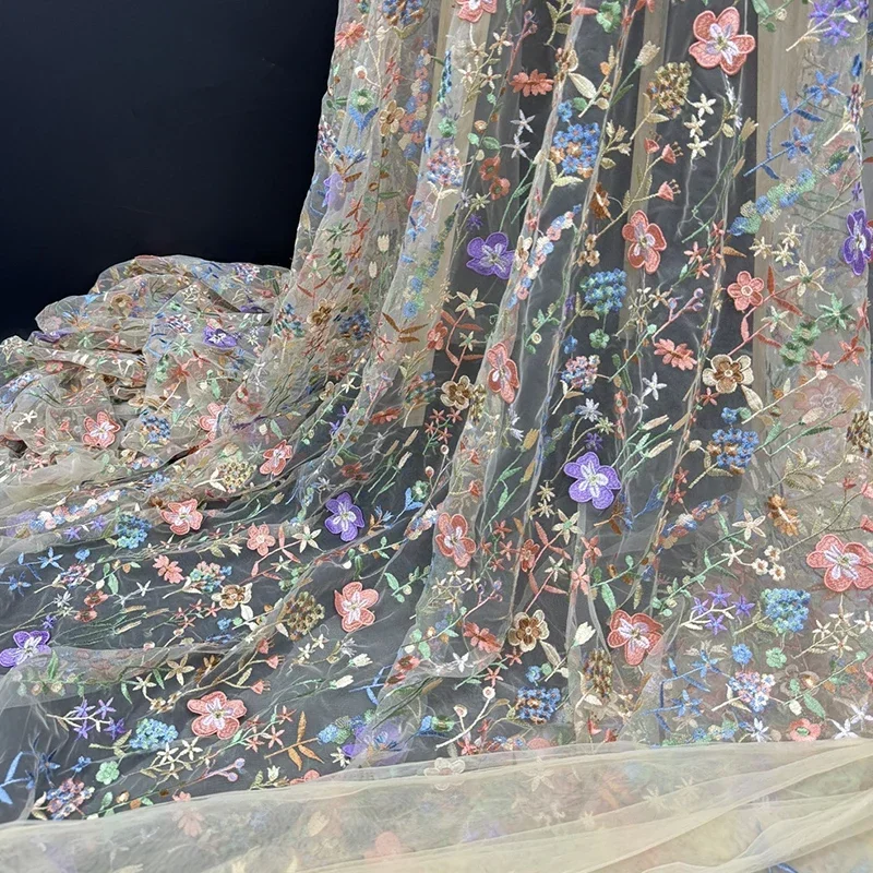 Textile And Sewing Materials - 3D Floral Embroidered Tulle Fabric Textile