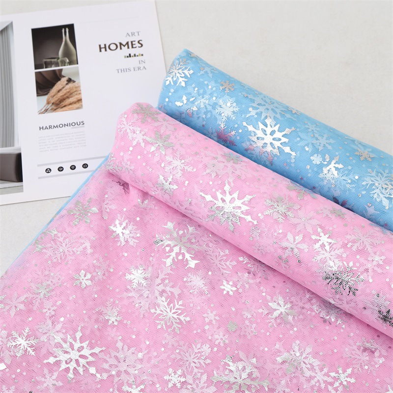 Textile And Sewing Supply - 150cm*1yard/pc Snowflake Printed Gauze Polyester Mesh