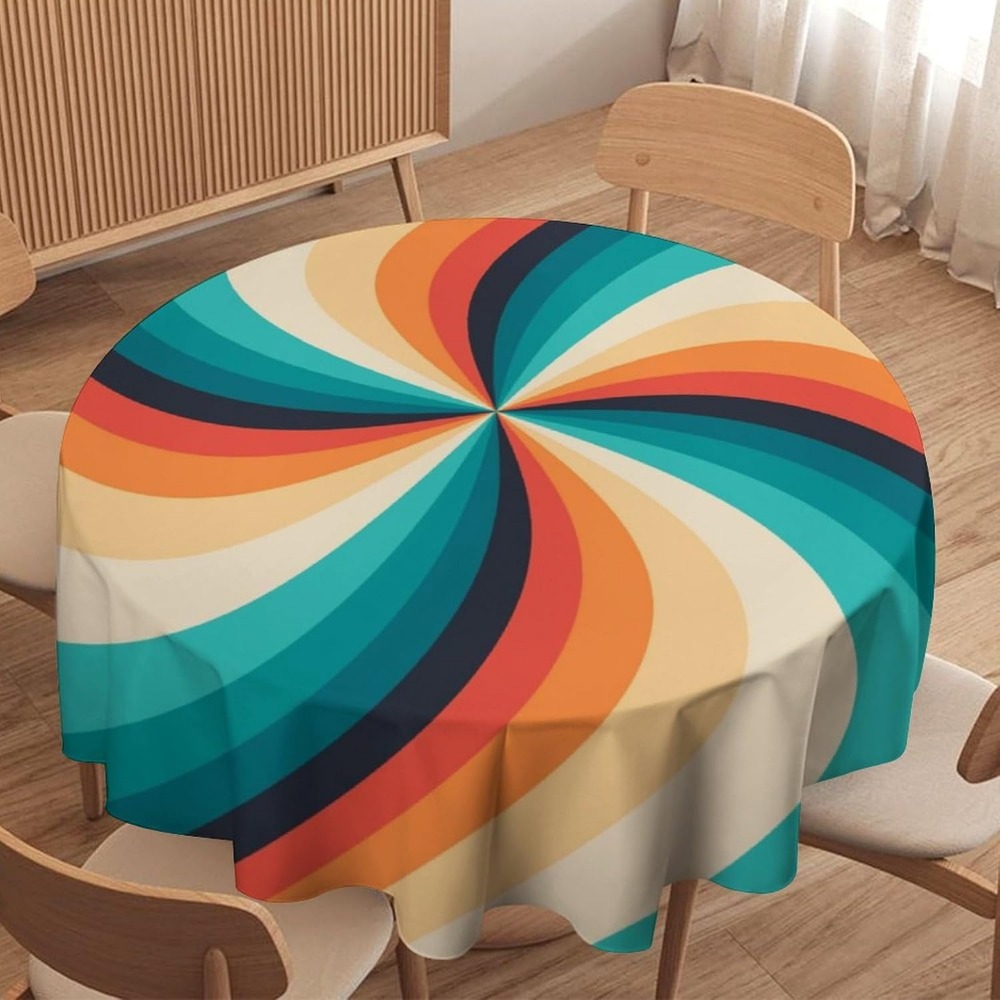Century Textile & Sewing Supply Avenue C North Saskatoon Sk - Vintage Groovy Swirl Round Tablecloth 70s