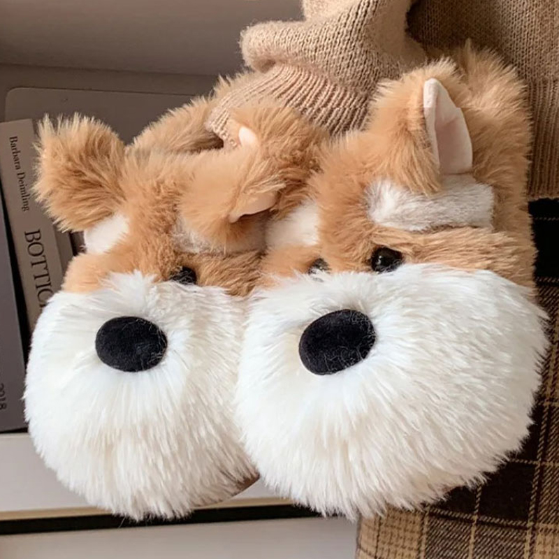 Sewing House - Dog Home Fuzzy Slipper Women Puppy