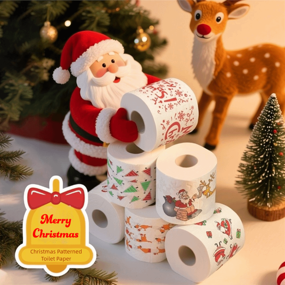 Pattern Tissue Paper - Santa Printed Christmas Toilet Roll Paper