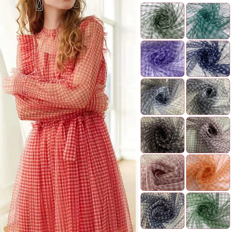 90x150cm Check Mesh Fabric Tra - Textile And Sewing Materials ulasan dan harga