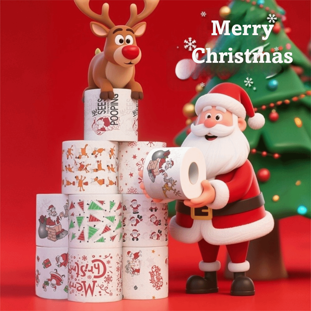 Santa Printed Christmas Toilet - Pattern Tissue Paper ulasan dan harga