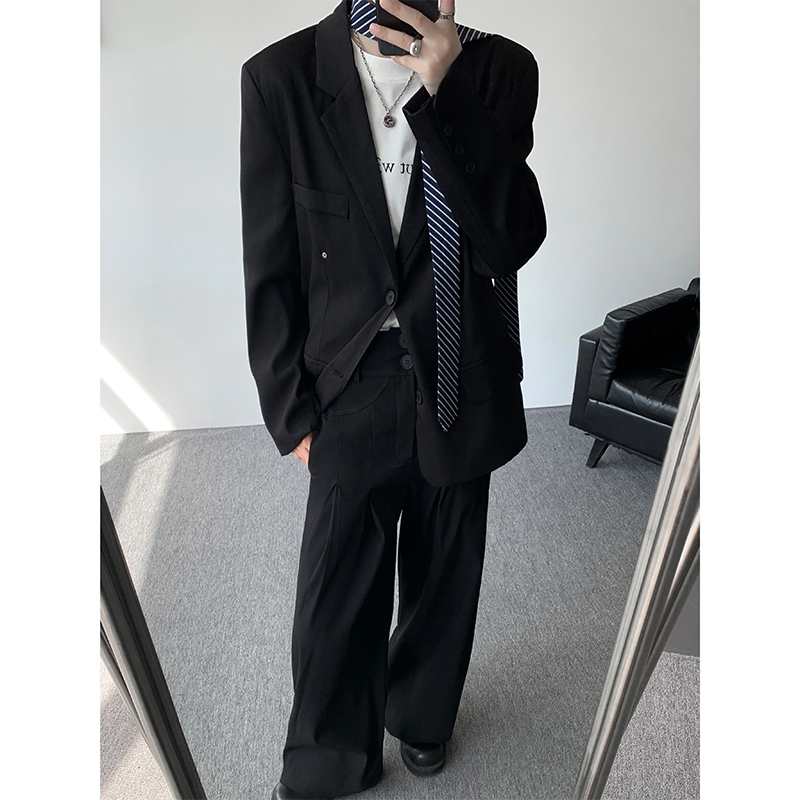 Casual suit set Men  terno mas - Shoulder Pad Set In ulasan dan harga