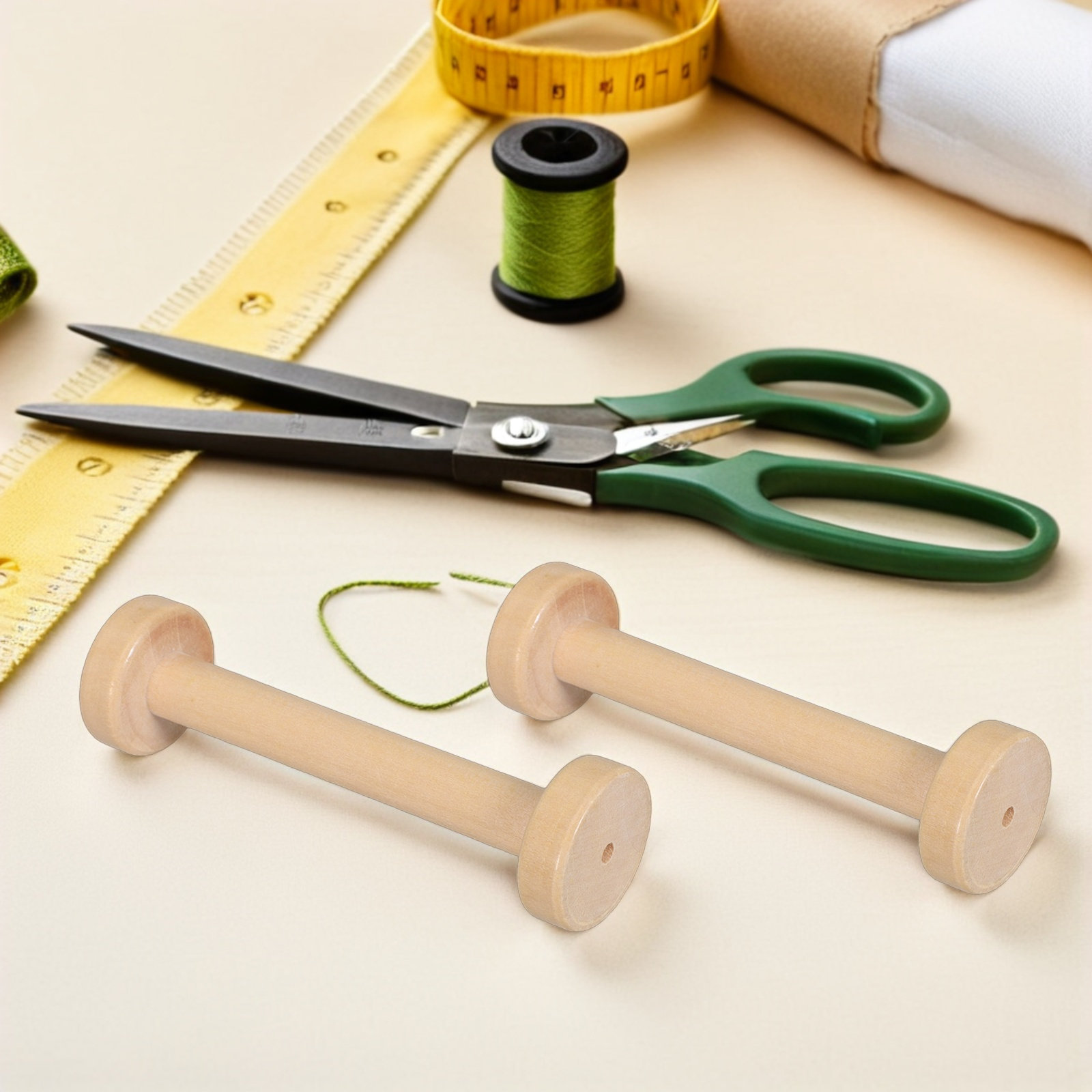5Pcs Wooden Spools Natural Vin - Sewing Textiles ulasan dan harga