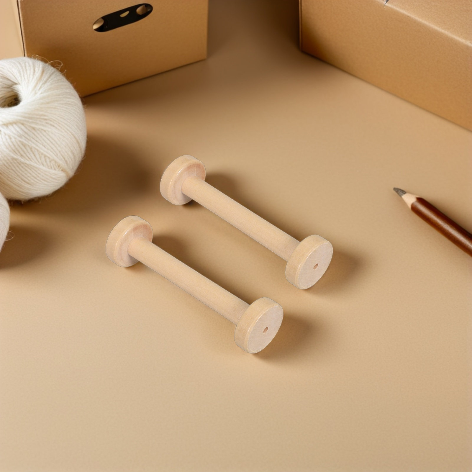 5Pcs Wooden Spools Natural Vin - Sewing Textiles ulasan dan harga