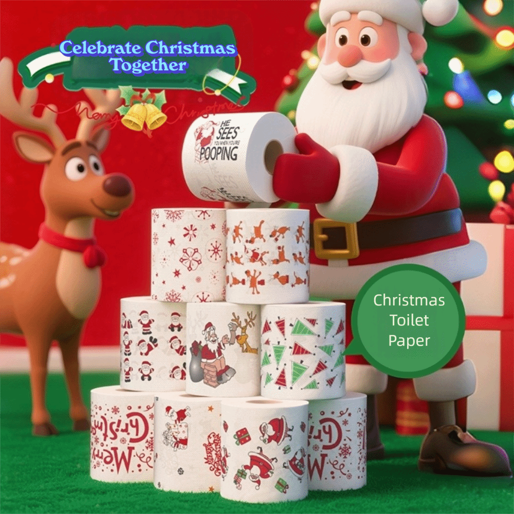 Santa Printed Christmas Toilet - Pattern Tissue Paper ulasan dan harga