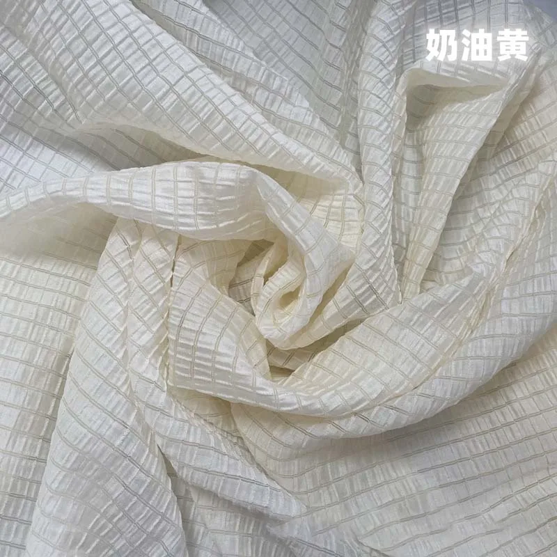 Cream Yellow Checkered Fabric  - Textile And Sewing Materials ulasan dan harga