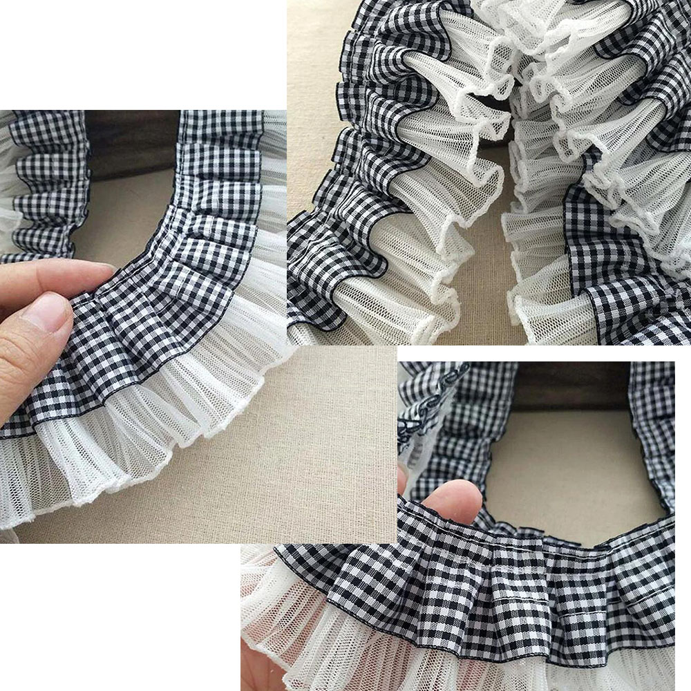 1 Yard 7CM Pleated Plaid Lace  - Textile And Sewing Supply ulasan dan harga