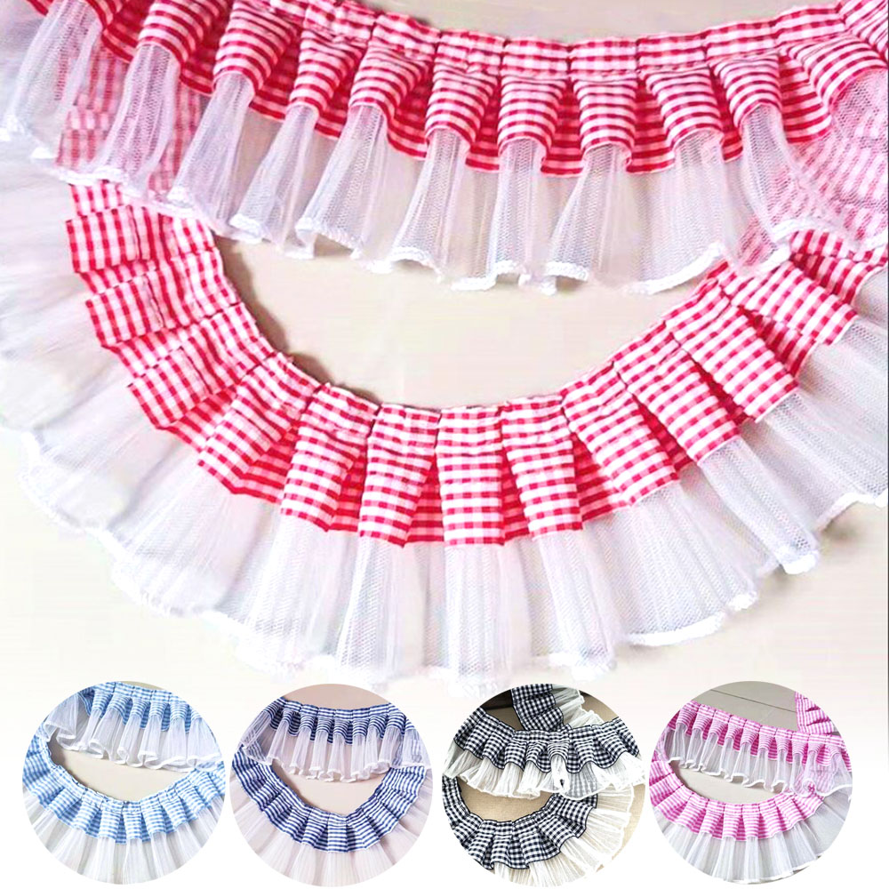 1 Yard 7CM Pleated Plaid Lace  - Textile And Sewing Supply ulasan dan harga