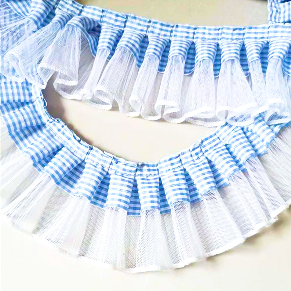 1 Yard 7CM Pleated Plaid Lace  - Textile And Sewing Supply ulasan dan harga