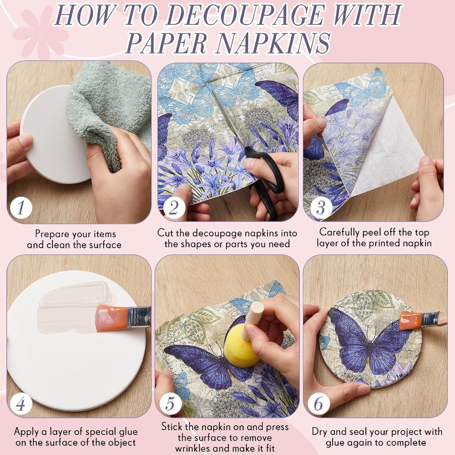 20Pcs Floral Decoupage Paper N - Pattern Tissue Paper ulasan dan harga