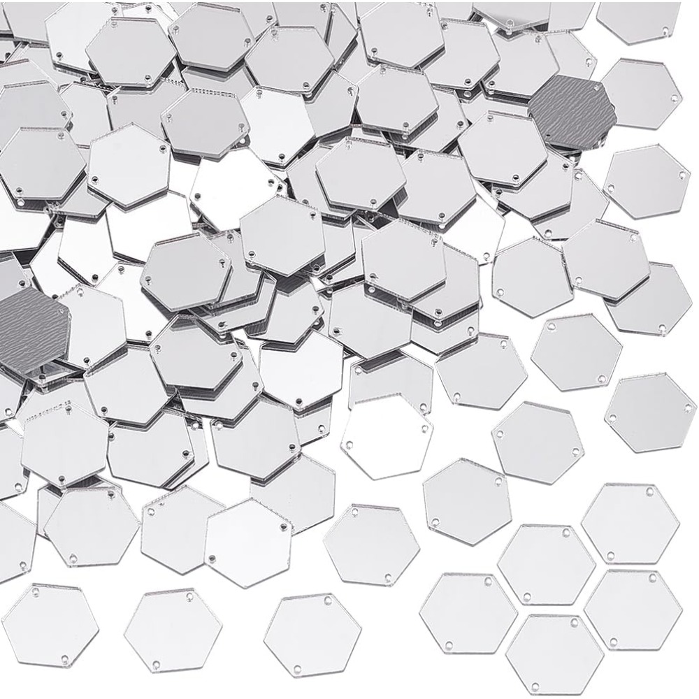 200pcs Hexagon Sew on Mirrors  - Sewing Kit ulasan dan harga