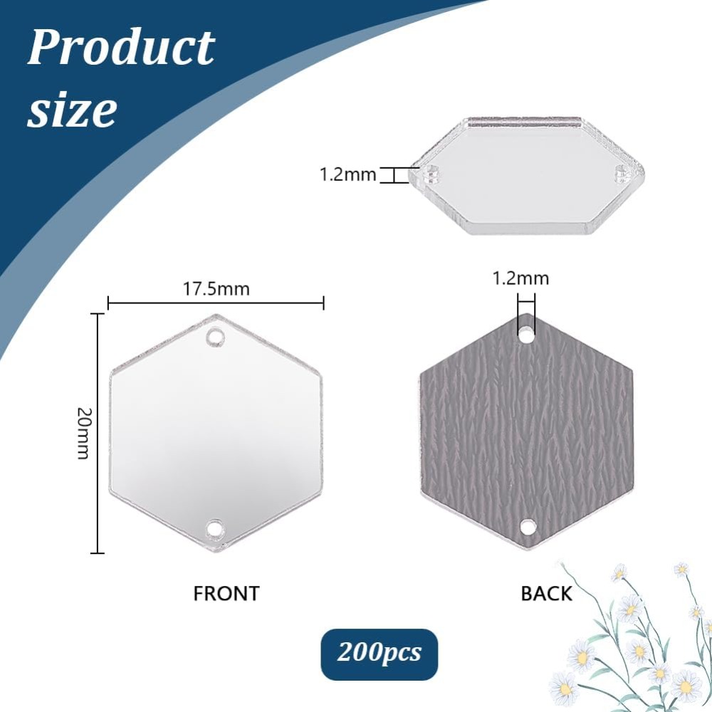200pcs Hexagon Sew on Mirrors  - Sewing Kit ulasan dan harga