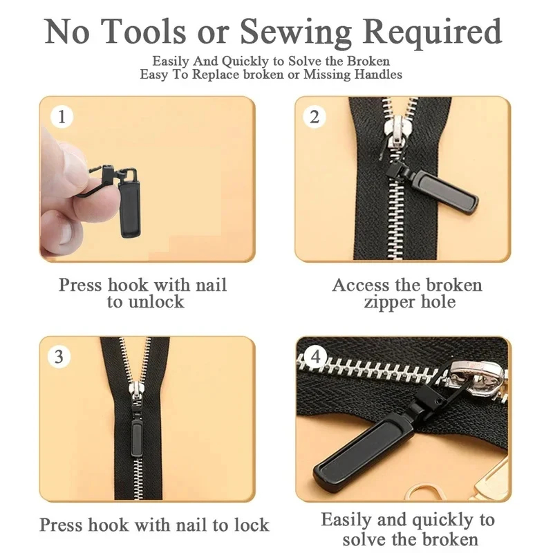 1-4Pcs Detachable Metal Zipper - Textile And Sewing Supply ulasan dan harga