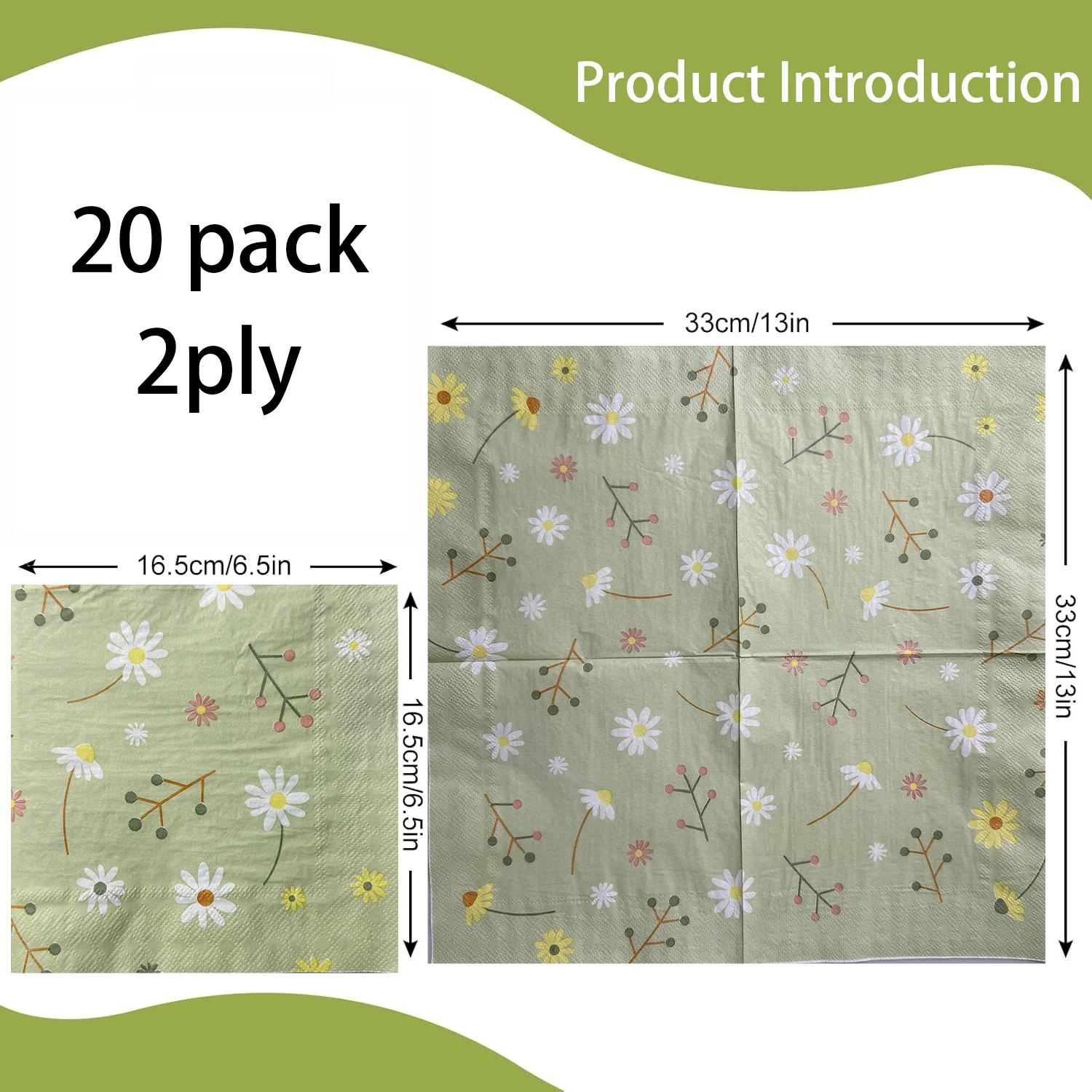 Chamomile Printed Napkin Green - Pattern Tissue Paper ulasan dan harga
