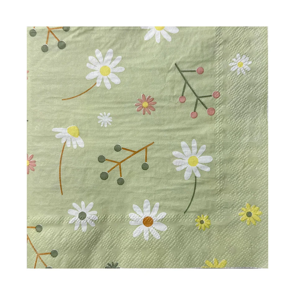 Chamomile Printed Napkin Green - Pattern Tissue Paper ulasan dan harga