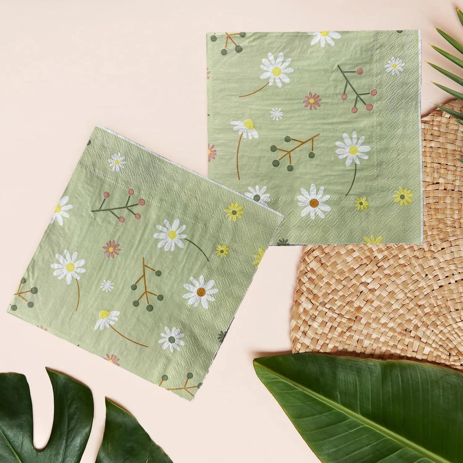 Chamomile Printed Napkin Green - Pattern Tissue Paper ulasan dan harga
