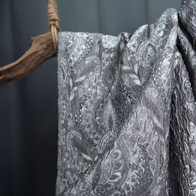 Gray Court Style Shiny Jacquar - Textile And Sewing Materials ulasan dan harga
