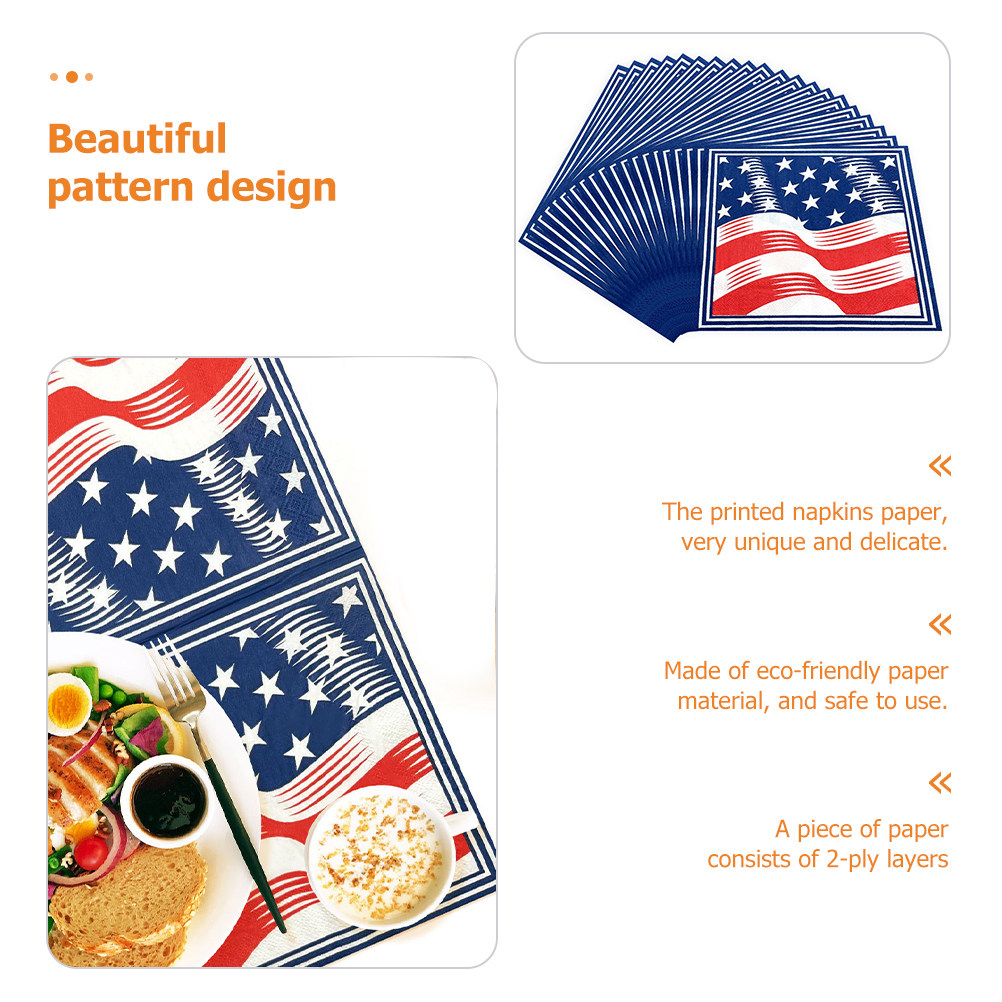 40Pcs American Flag Pattern Pa - Pattern Tissue Paper ulasan dan harga